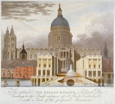 Proposed riverfront access to St Paul's Cathedral, City of London, 1826. Artist: GS Tregear