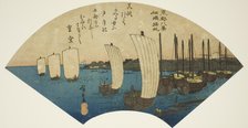 Returning Sails at Tsukudajima (Tsukudajima kihan), from the series "Eight Views of the...", 1836/37 Creator: Ando Hiroshige.