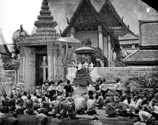 King Mongkut of Siam [Thailand] arriving at the Temple of the Reclining Buddha (Wat Pho)..., 1865. Creator: John Thomson.