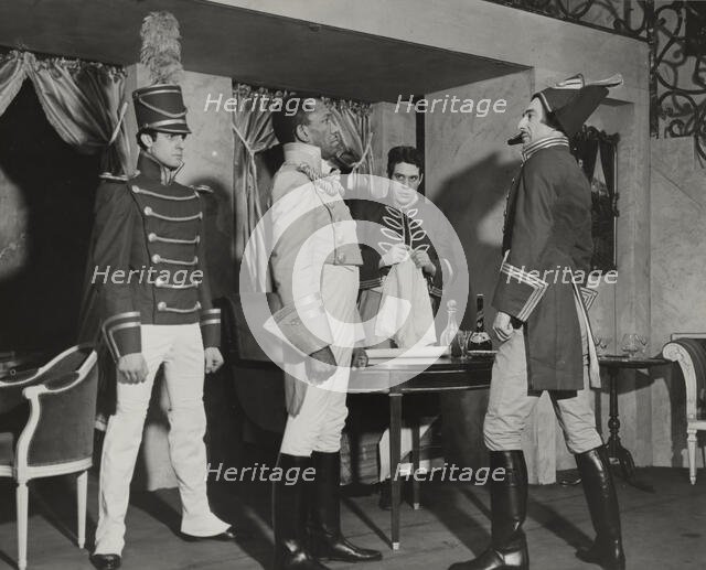 Louis Shaye and three men, 1938. Creator: Unknown.