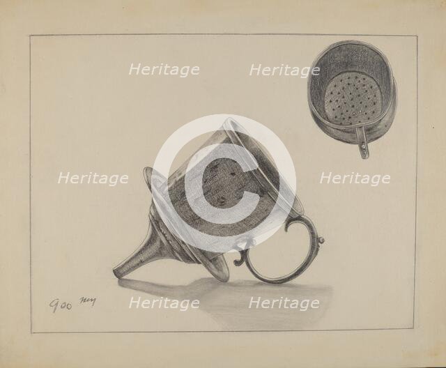 Strainer with Funnel, c. 1936. Creator: Yolande Delasser.