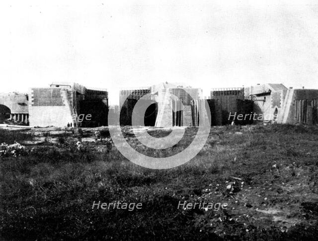 The Opening of the Baltic Canal: walls and gates of...Brunsbüttel Entrance under construction, 1895. Creator: Unknown.