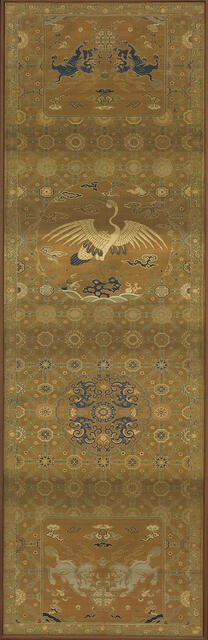 Brocade, silk. Oblong panel; chair cover, Qing dynasty, 18th century. Creator: Unknown.