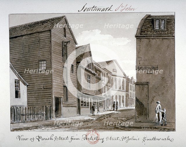 View of Parish Street and Artillery Street, Bermondsey, London, 1828. Artist: John Chessell Buckler