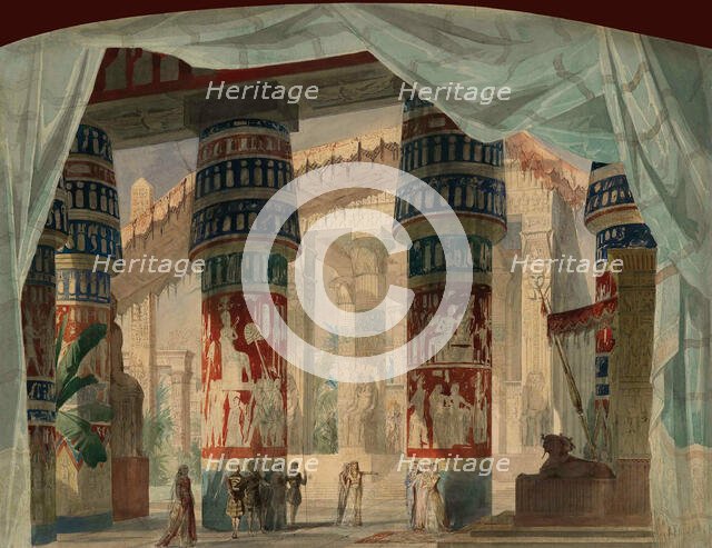 The Temple of Isis. Stage design for Act III of the Opera "Mosè in Egitto" by Gioacchino..., c1863. Creator: Moynet, Jean-Pierre (1819-1876).