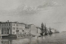 The English Embankment or English Quay, Saint Petersburg, Russia, 1839. Creator: Augustin François Lemaitre.