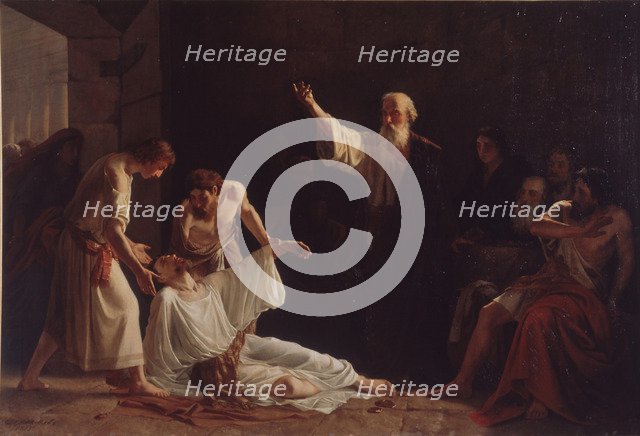 The Punishment of Ananias and Sapphira, 1865. Artist: Harlamov, Alexei Alexeyevich (1840-1922)