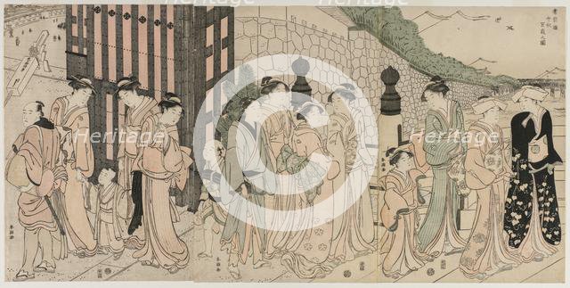 A Thousand Autumns, Ten Thousand Years on Tokiwa Bridge, early 1790s. Creator: Katsukawa Shuncho (Japanese).