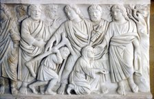 Early Christian Sarcophagus of Christ healing the sick, 4th century Artist: Unknown.