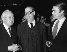 Abba Eban, Israeli foreign minister, Harlod Wilson, former PM, David Owen, Foreign Minister, 1979. Artist: Unknown