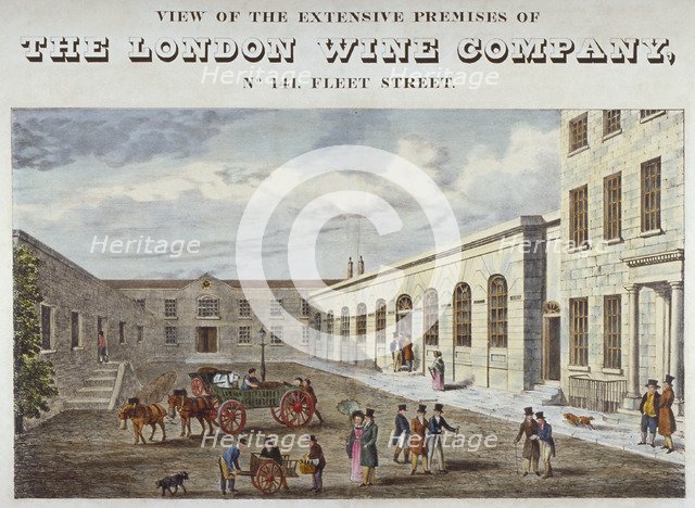 Premises of the London Wine Company at no 141 Fleet Street, City of London, 1830. Artist: Anon