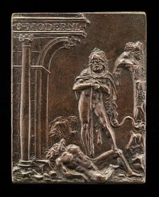 Hercules Triumphant over Antaeus, late 15th - early 16th century. Creator: Moderno.