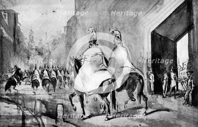 'Cuirassiers', 19th century, (1930). Artist: Constantin Guys