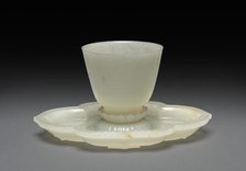 Lotus-shaped Dish and Cup, 1736-1795. Creator: Unknown.