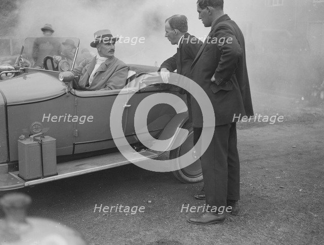 Selwyn Edge in an AC open 2-seater, Brooklands, Surrey, c1921. Artist: Bill Brunell.