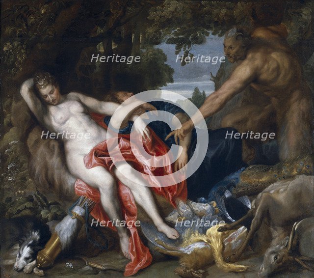 Diana and her nymph surprised by satyr. Artist: Dyck, Sir Anthony van (1599-1641)