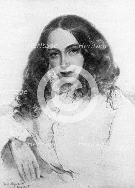 Elizabeth Barrett Browning, British poet, 1859. Artist: Unknown