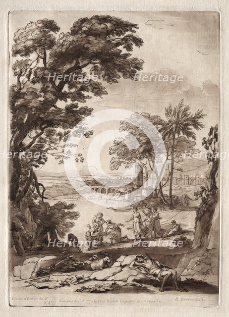 Liber Veritatis: No. 47, A River Scene with the Finding of Moses, 1774. Creator: Richard Earlom (British, 1743-1822).