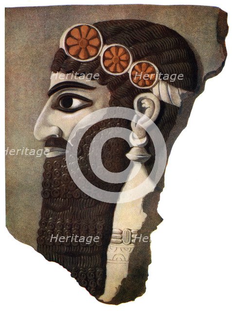The head of an Assyrian priest or winged divinity, 1933-1934. Artist: Unknown