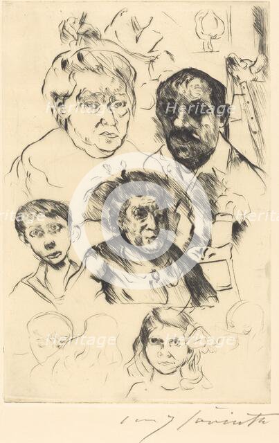 Verschiedene Köpfe und Selbstbildnis (Assorted Heads and Self-Portrait), 1915. Creator: Lovis Corinth.