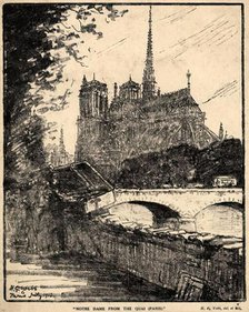 Notre Dame from the Quai, (Paris), 1913. Creator: Harry George Webb.