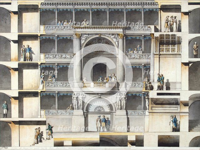 The Saint Petersburg Imperial Bolshoi Kamenny Theatre. Parts of the Auditorium with the Tsar's Box,  Artist: Quarenghi, Giacomo Antonio Domenico (1744-1817)