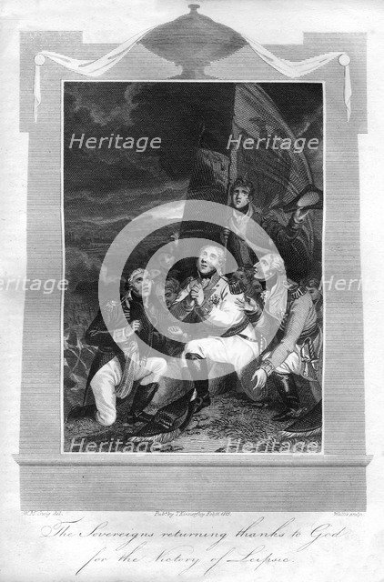 'The sovereigns returning thanks to God for the victory of Leipzig', 1816.Artist: T Wallis