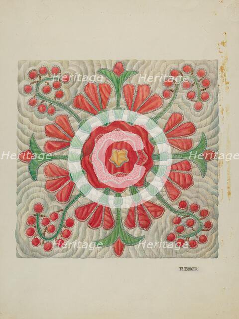 Applique Quilt, c. 1940. Creator: Ruth Buker.