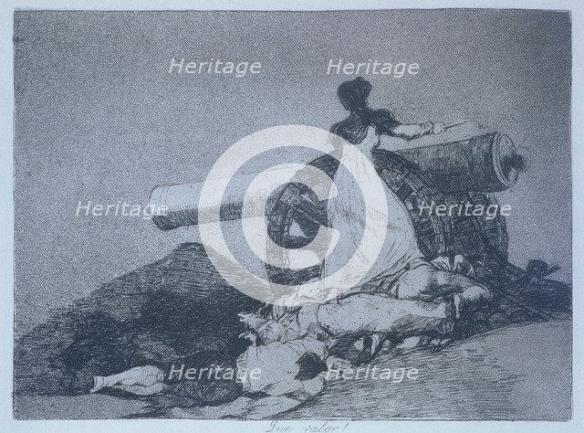 The Disasters of War, a series of etchings by Francisco de Goya (1746-1828), plate 7: 'Qué valor'…
