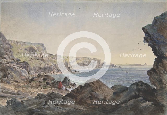 Foilhummerum Bay, Valentia, Looking Seawards from the Point at Which the Cable..., 1865-66. Creator: Robert Charles Dudley.