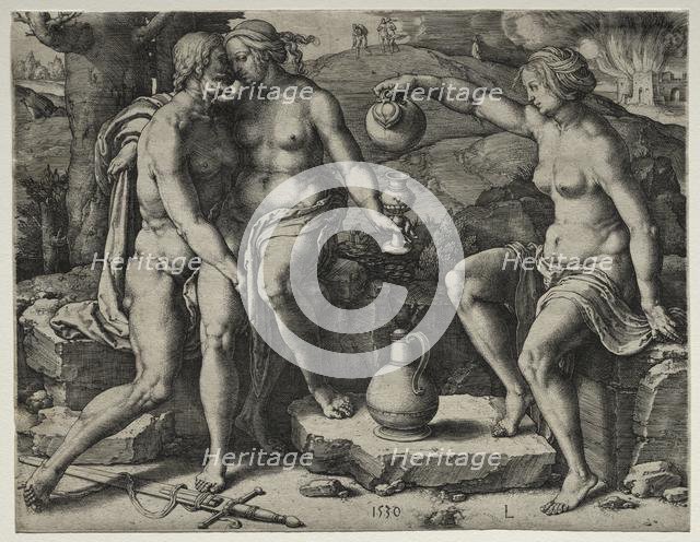 Lot and His Daughters, 1530. Creator: Lucas van Leyden (Dutch, 1494-1533).