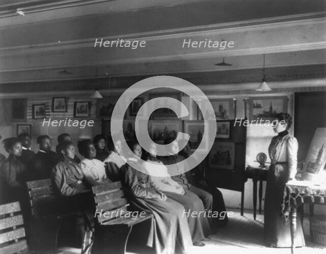 Hampton Institute, Hampton, Va., 1899 - male and female students in Geography class..., 1899 or 1900 Creator: Frances Benjamin Johnston.