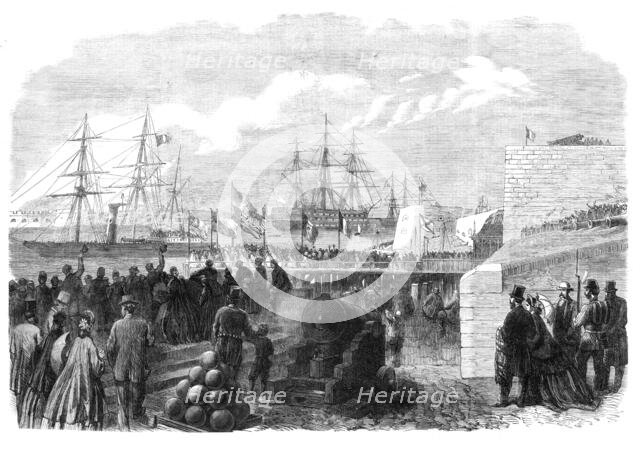 The International Naval Festival at Portsmouth: the Reine Hortense leaving Portsmouth Harbour, 1865. Creator: Unknown.