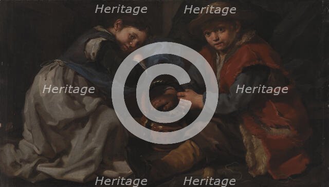 A Girl and a Boy with a Braizer. (Allegory of "Winter"), 1655-1660. Creator: Bernhard Keil.