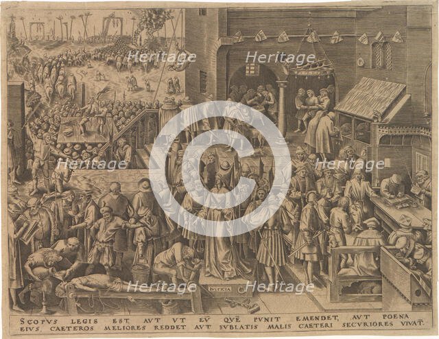 Justitia (Justice) from The Seven Virtues, 1559. Creator: Galle, Philipp (Philips) (1537-1612).