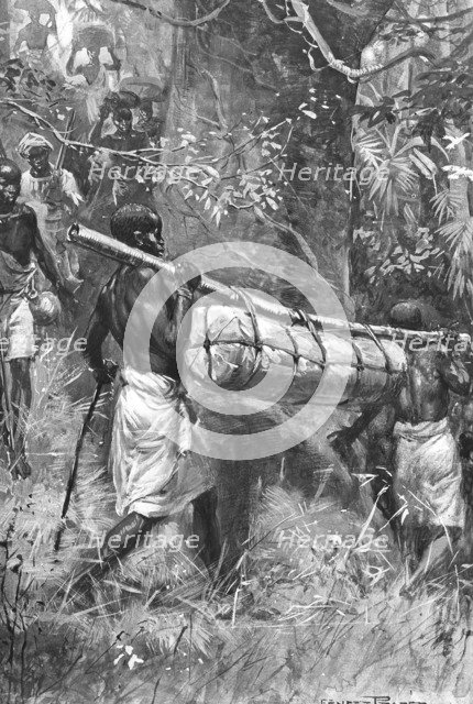 Bringing David Livingstone's body down to the coast, Africa, 1873. Artist: Unknown