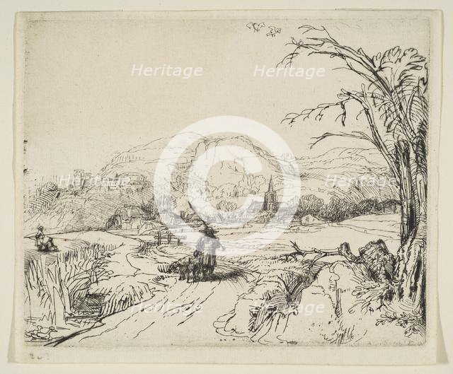 Landscape with a shepherd and a dog, ca. 1653. Creator: Rembrandt Harmensz van Rijn.