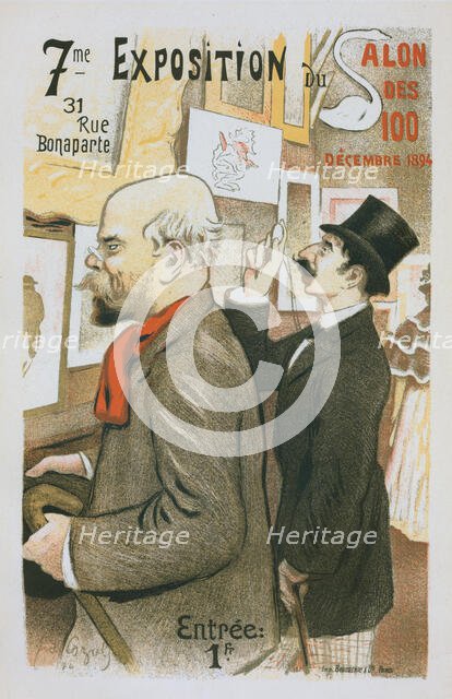 Affiche pour la "7e Exposition du Salon des Cent". Au premier plan, Paul Verlaine..., c1896. Creator: Frederic Auguste Cazals.