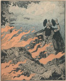 Premiere Poster for the opera The Valkyrie by Richard Wagner in the Opéra de Paris, 1893. Creator: Grasset, Eugène (1841-1917).