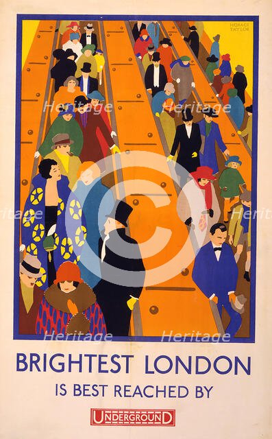Brightest London is best reached by Underground , 1924. Creator: Taylor, Horace (1881-1934).