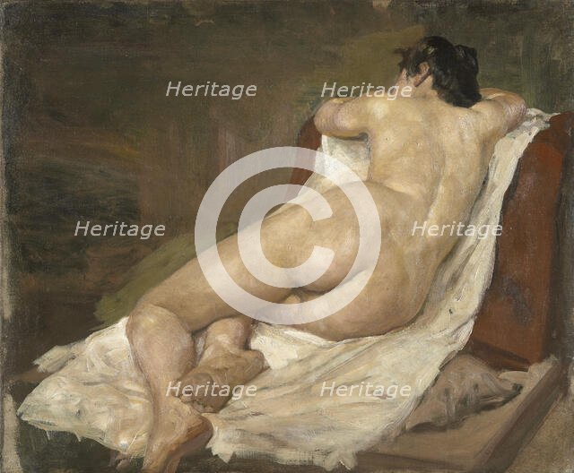 Reclining female nude, early 20th century. Creator: Arthur George Walker.