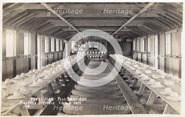 Mess hall, Fort Sheridan Reserve Officers Camp, Illinois, USA, 1917. Artist: Unknown