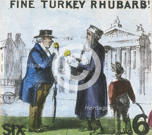'Fine Turkey Rhubarb!', Cries of London, c1840. Artist: TH Jones