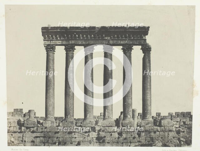 Baalbeck (Héliopolis), Colonnade Du Temple Du Soleil; Syrie, 1849/51, printed 1852. Creator: Maxime du Camp.