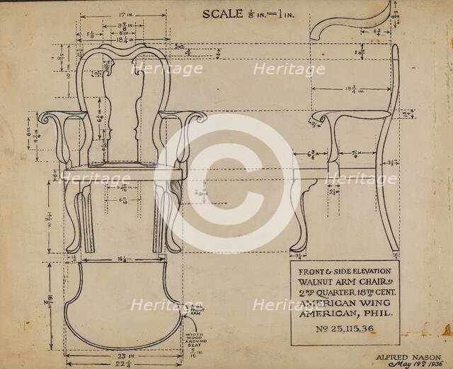 Arm Chair, c. 1937. Creator: Alfred Nason.
