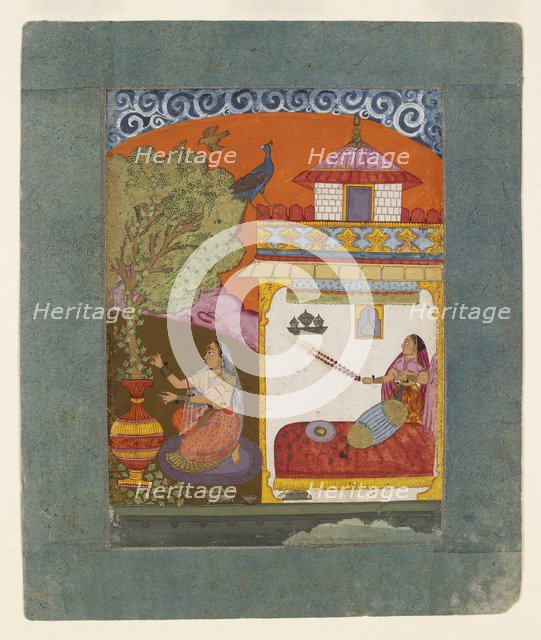 A lady plucking leaves, illustrating the musical mode Gunakali Ragini, c1675. Artist: Unknown.