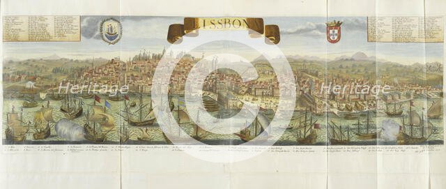 The 1755 Lisbon earthquake. From the "Augsburgische Sammlung" by J. M. Roth, 1756. Creator: Anonymous.