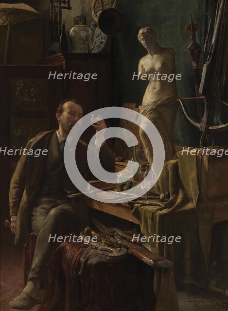 Self Portrait in Studio, 1885. Creator: Louis Van Engelen.