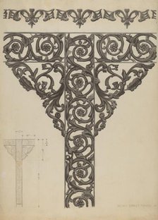 Iron Porch Support, c. 1936. Creator: Ernest A Towers Jr.