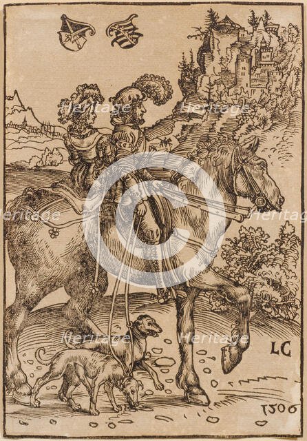 Noble couple riding out to hunt, 1506. Creator: Cranach, Lucas, the Elder (1472-1553).